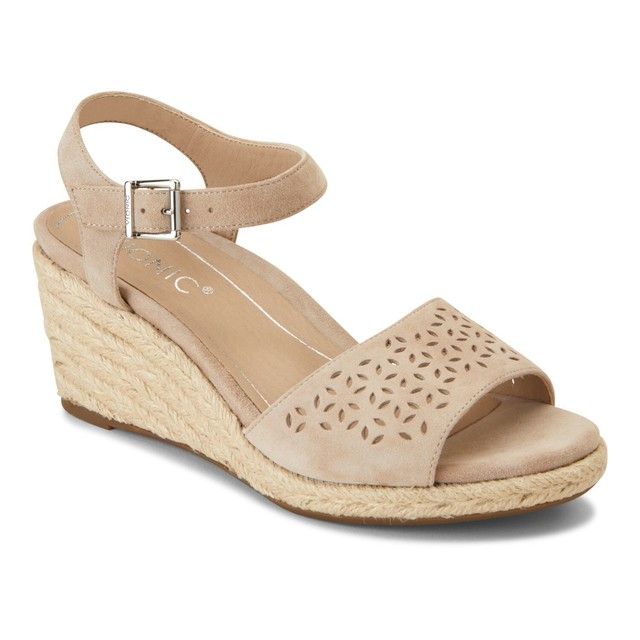 Vionic Nude Suede Espadrille Ariel Wedge Sandal Comfort Shoe 8.5 for sale online | eBay