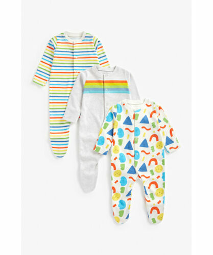 Tute per la cura della madre arcobaleno babygrow confezione multipla bianco unisex pigiami bambino - Foto 1 di 5