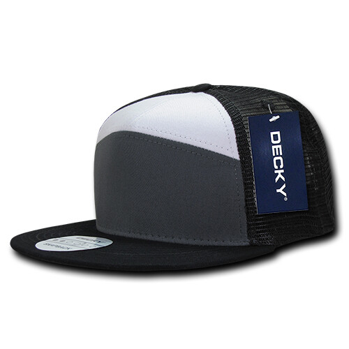 - Black White & Gray 7 Panel Cotton Snapback 1133-chawhtblk