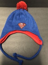 DC Comics Super Man Pom Winter Hat with Braids Preowned