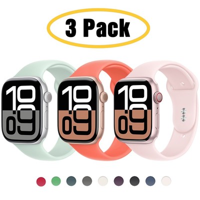 3 PACK Silikon Armband für Apple Watch 10 9 8 7 6 5 4 SE 40/44/41/45/42/46/49mm