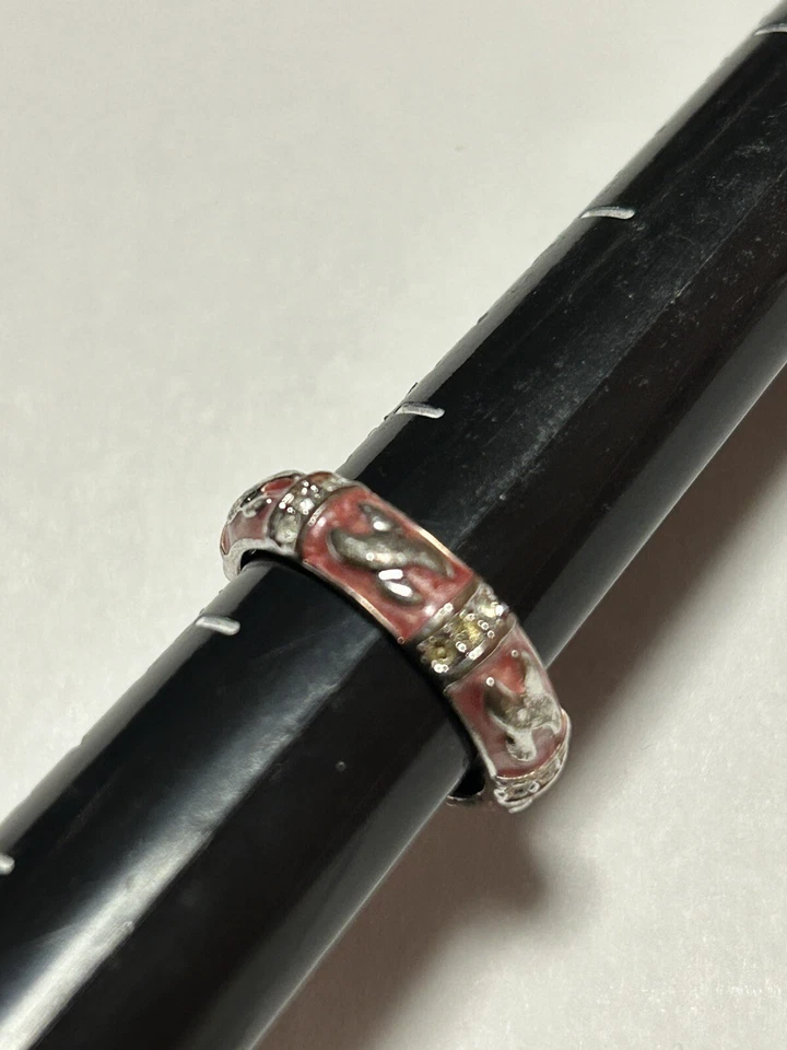 Lauren G Adams LGA Enamel Crystal Stacking Ring Pink & Silver Tone Size 4.5!!! - Image 3 of 4