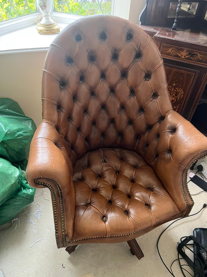 Brown Chesterfield Captains Chair eBay