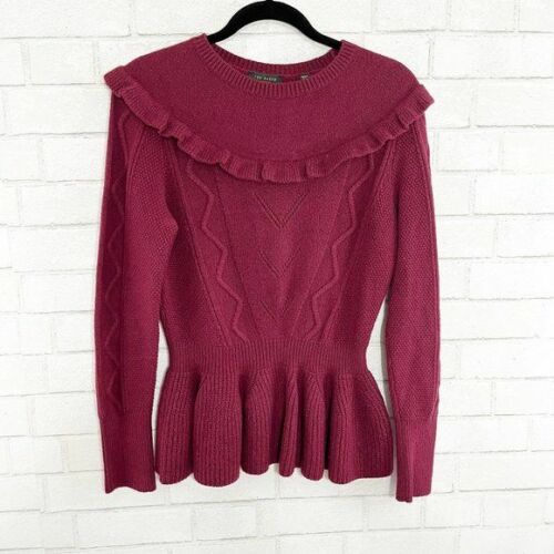 Ted Baker London Wine Peplum Ruffle Pullover Sweater Ted Baker Size 2 or US 6 - Picture 1 of 8