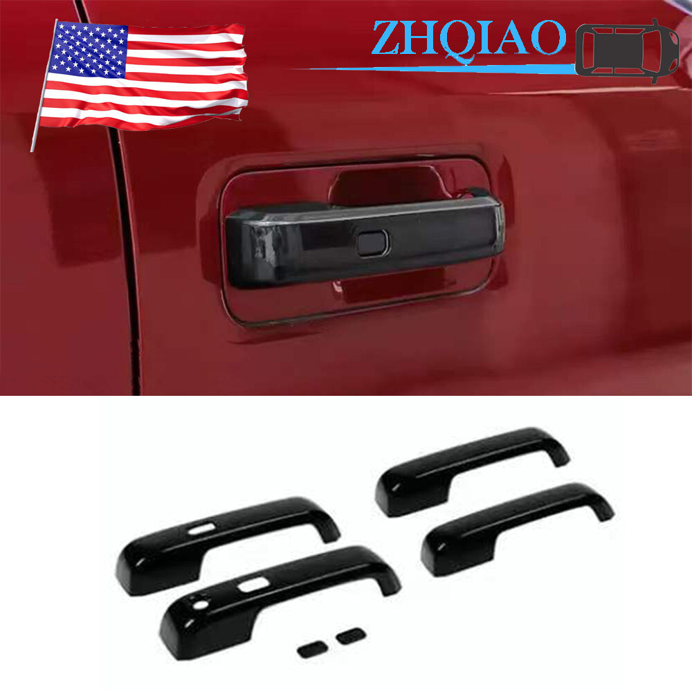 Gloss Black Door Handle Covers For 2015-2020 Ford F150 Std/Ext Cab (Adhesive)