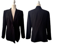 Tahari ASL Women's Pin Stripe Blazer Workwear Office Professional Black Size 12