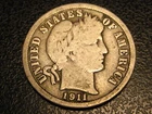 1911-D 90% Silver Barber Dime FULL RIMS  ^^^^^