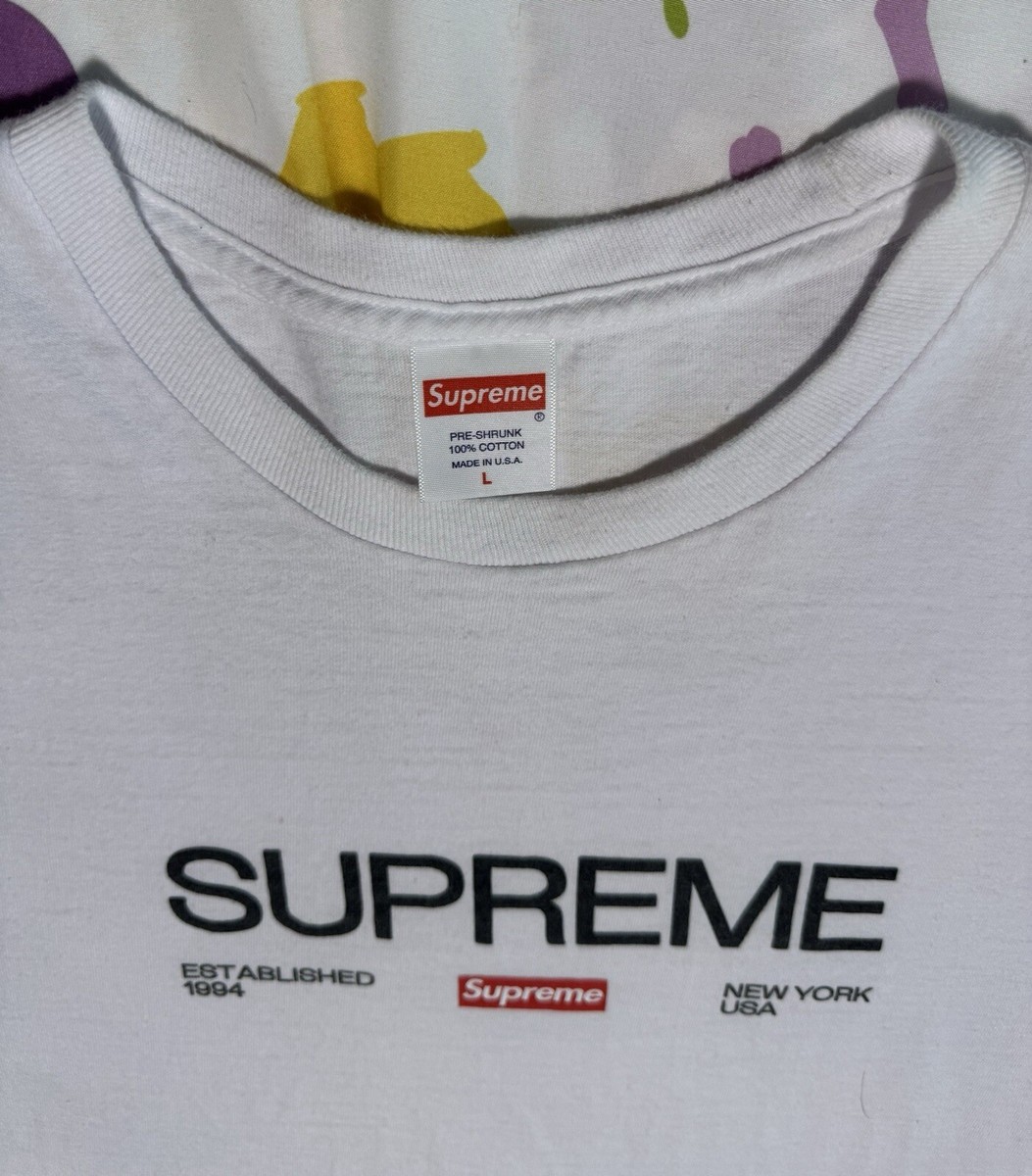 Supreme EST. 1994 T-Shirt FW21 White L Large Pre-Owned | eBay