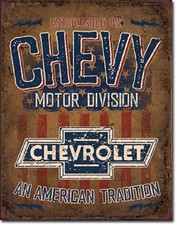 Chevrolet An American Tradition Motor Division TIN SIGN Metal Poster Wall Decor