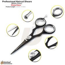 Black Hairdressing Scissors Barber Shear 4.5'' Beard Mustache Hair Cutting Tools