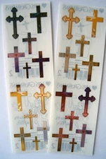 Mrs. Grossman's Sticker Strip CROSSES Stickers Christian Cross Gold FAITH 2 Strp