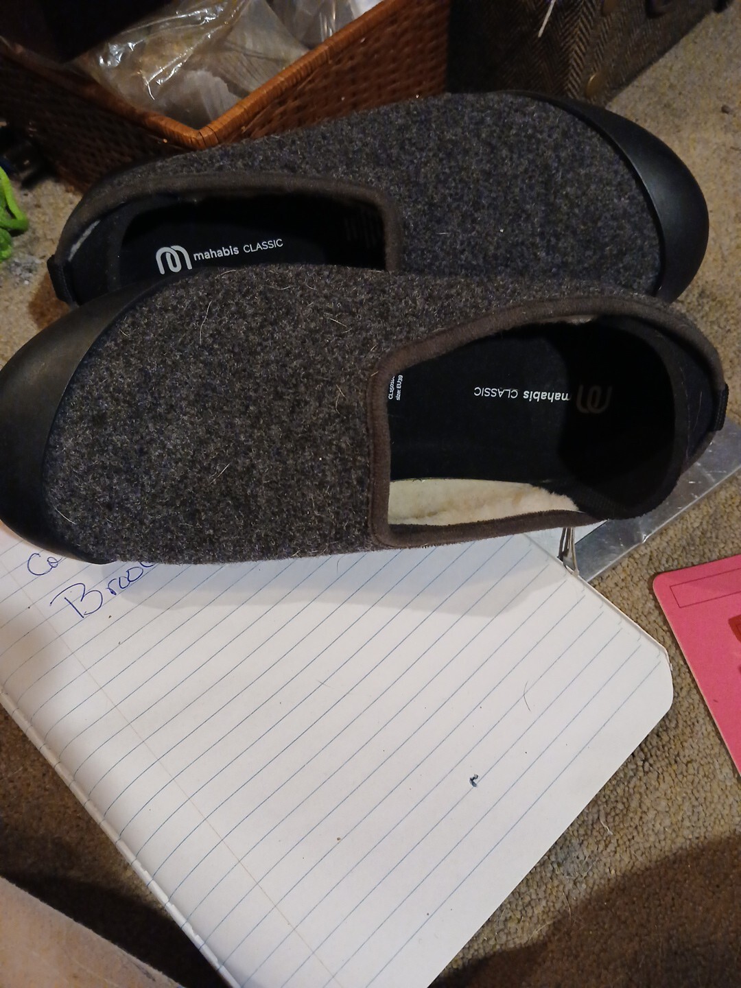 SAOLA Mahabis CLASSIC CL1501028Sz 39 Men 6.5 Women 8 Gray Wool Removable Sole Slippers