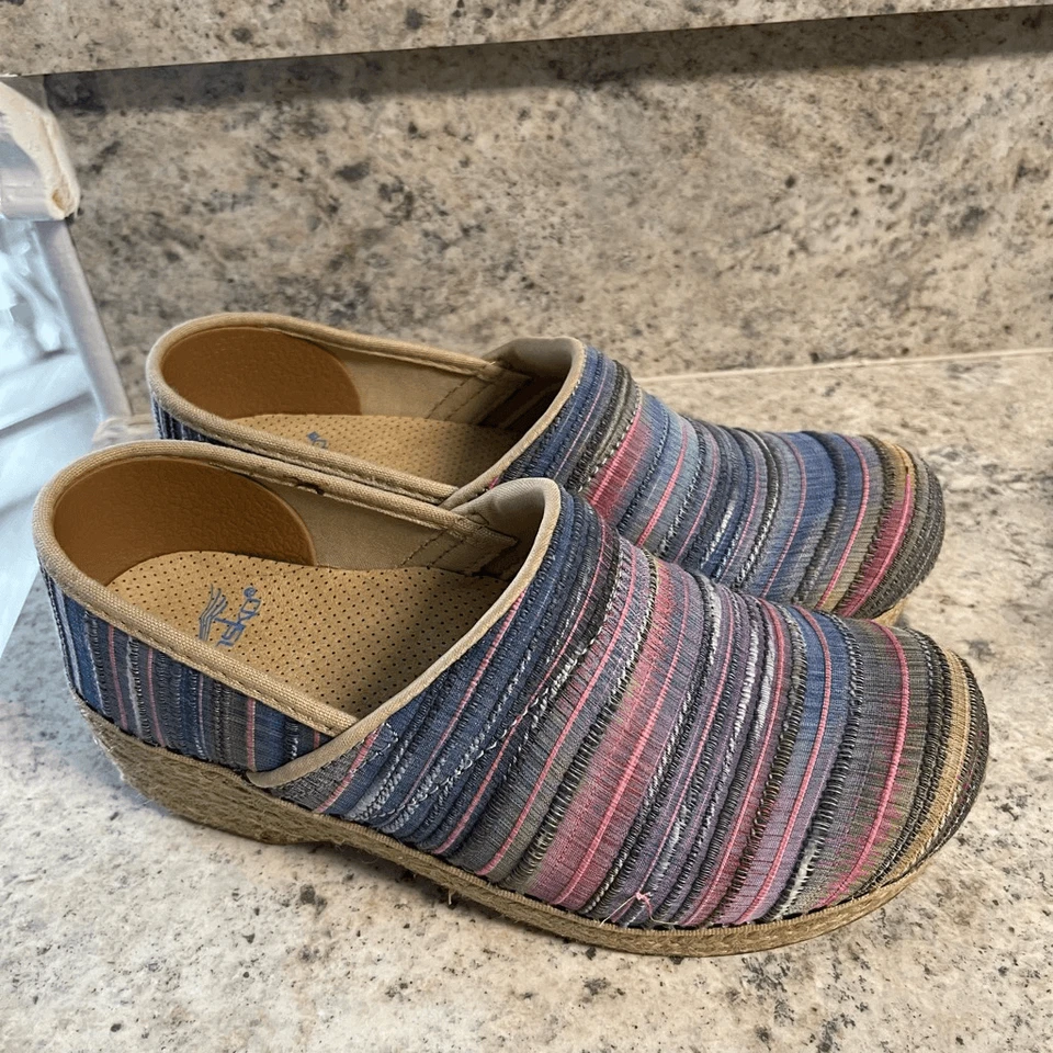Zueco Dansko Yute Pro Tejido Rayas Colorido Talla 37/Alpargata Tejida Arco Iris Foto 2 de 4