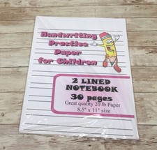 2 Lined Notebook Page - Handwriting Practice Paper For Children - 30 Sheets