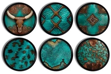 Southwestern Turquoise Cowgirl Cabinet Knobs Country Western Drawer Pull Handles