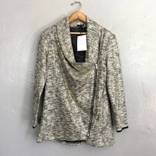 Stella & Dot Rebel Metallic Moto Jacket Womens Xs Gold Black Zip Up