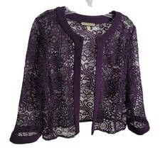 Maya Brooke Size 16 Jacket Whimsigoth Sheer Layer Lace Open Cardigan Purple