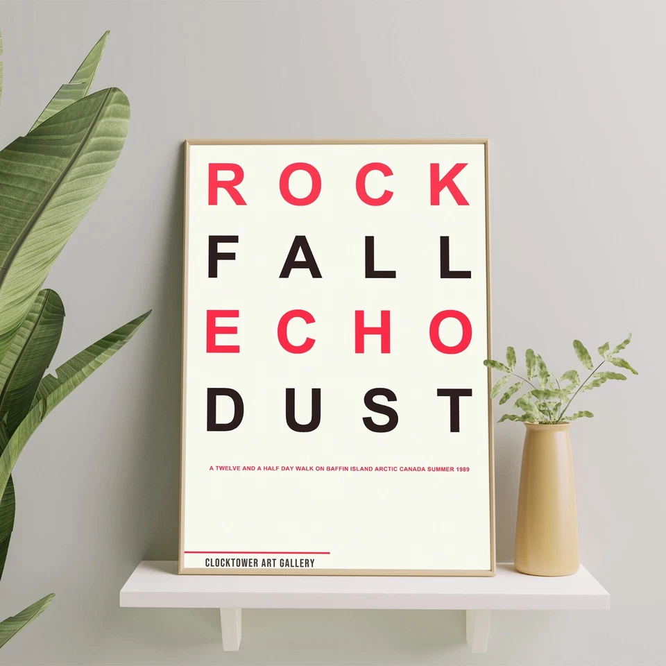 Cartel de exposición Rock Fall Echo Dust, galería Clocktower 1989 de Hamish Fulton Foto 3 de 4