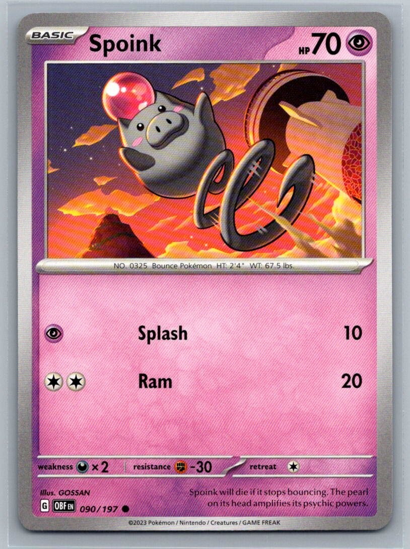 Spoink 90/197 Obsidian Flames Common Pokémon TCG 2023