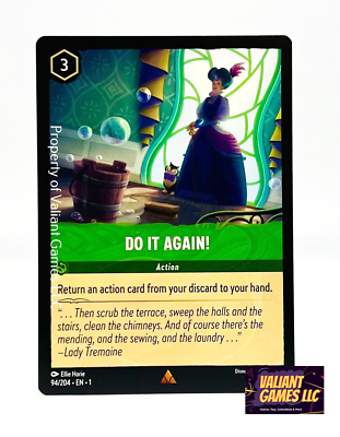 Disney Lorcana TCG Do It Again 94/204 Rare NON FOIL Disney Lorcana TCG Do It Again 94/204 Rare NON FOIL