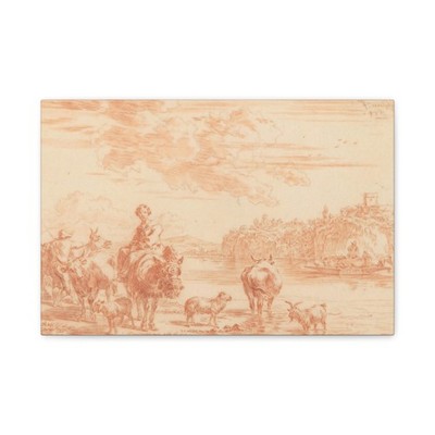 Cornelis Ploos van Amstel, Amsterdam - Vrouw op muilezel - Canvas Wall Art