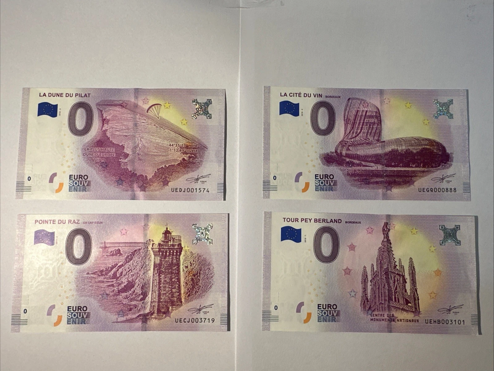 Lot 4 Billets Zéro 0 € Euro Touristique / Souvenir 2018-1 / 2018-2 /2018-3