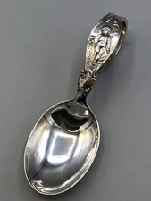 Reed & Barton Sterling Silver Curved handle Baby Spoon 3.5" with Cupid Handle