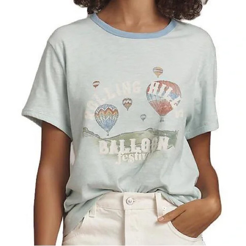 Pilcro Anthropologie Rolling Hills Balloon Festival Ringer Graphic Tee size LP