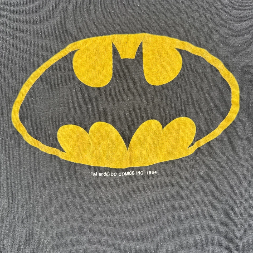 Vtg 1964 Batman TM DC Comics Youth Shirt Sz 10 Black Long Sleeve Single Stitch - Image 3 of 4
