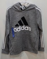 NWT adidas Boy's Large 14/16 Charcoal Grey Essential Fleece Hoodie AA7834