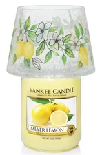 Yankee Candle Meyer Lemon Large Jar Candle & a Lemons Crackle Glass Jar Shade
