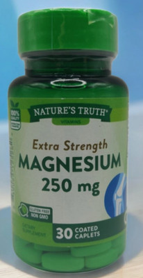 LOT of 3 NATURE'S TRUTH EXTRA STRENGTH MAGNESIUM 250 Mg 30 COATED CAPLETS 9/26