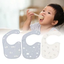 3pcs Baby Bibs Cute Animal Patterns Button Closure Soft Cotton Water Absorption