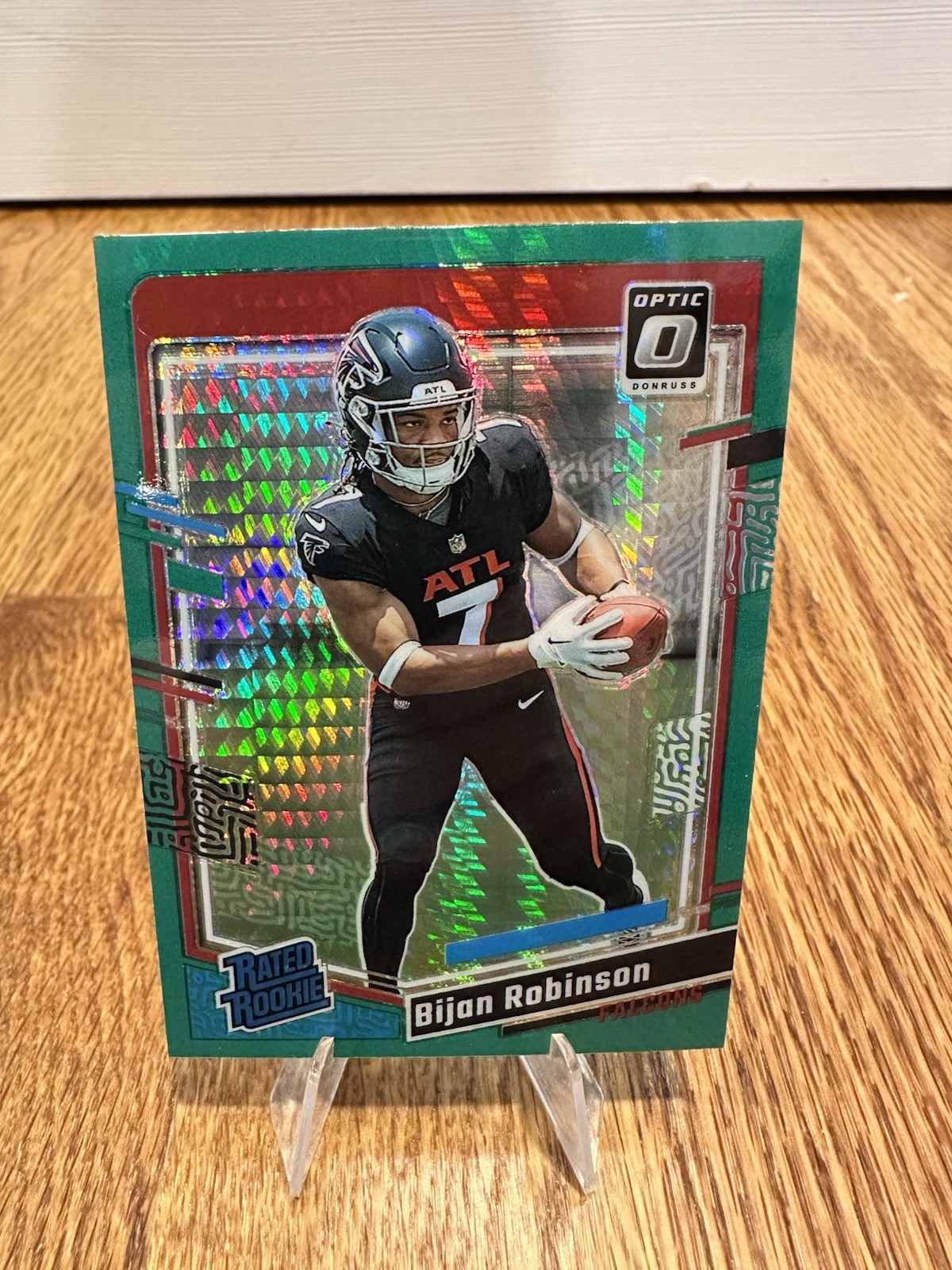 2023 Panini Donruss Optic Rated Rookie Bijan Robinson #206 Green Hyper Prizm 