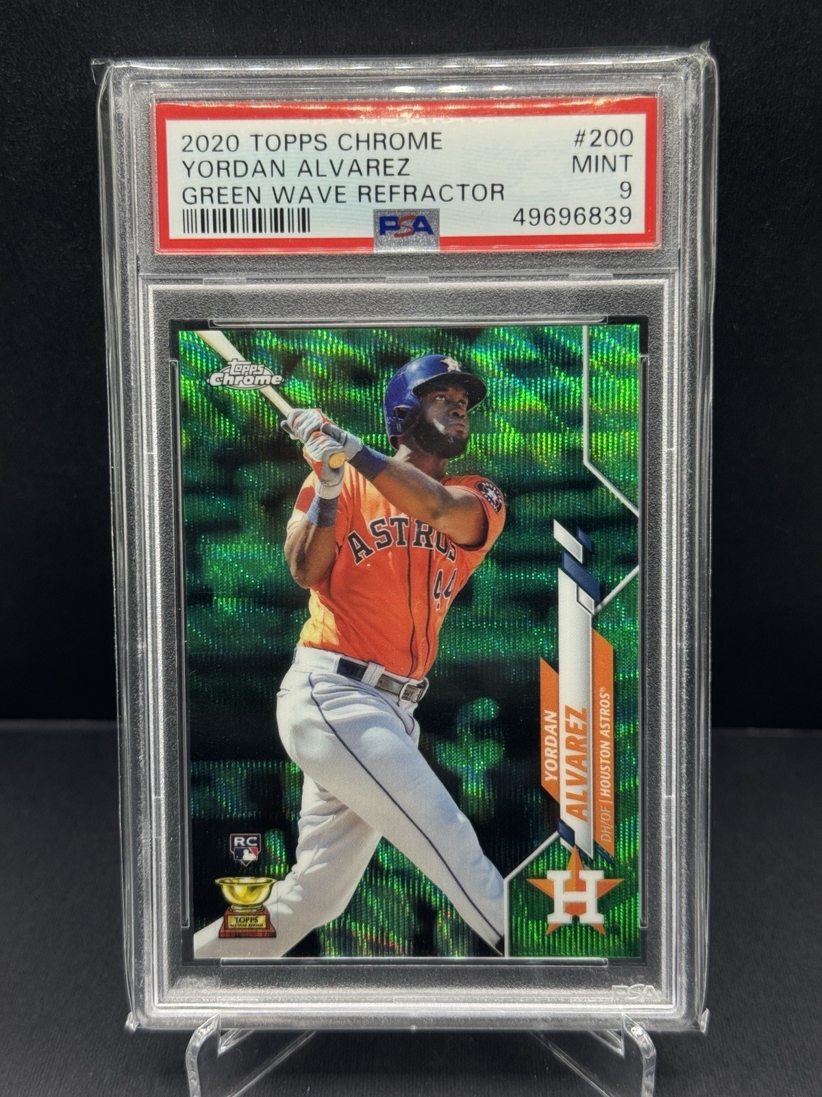 2020 Topps Chrome Green Wave Refractor /99 Yordan Alvarez #200 PSA 9