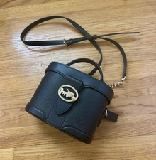 Coach Black Leather Crossbody Purse Gold Hard...