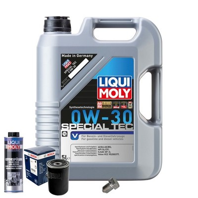 Motoröl 0W30 LIQUI MOLY Special Tec V 5L+BOSCH Ölfilter+Spülung+Ölablassschraube