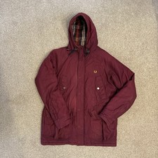 Men’s Fred Perry Red Parka Size Large Hooded Coat Laurel Mod Scooter