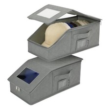 2 PCS Stackable Hat Storage for Baseball Caps - Large Organizer with Gray