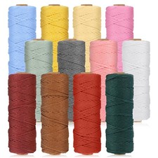12 Rolls Macrame Cord, 3 mm x 648 Yards Colorful Cotton Rope for DIY Crafts, ...