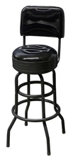 Harley-Davidson Open Bar & Shield Bar Stool w/ Backrest, Steel Frame - Black