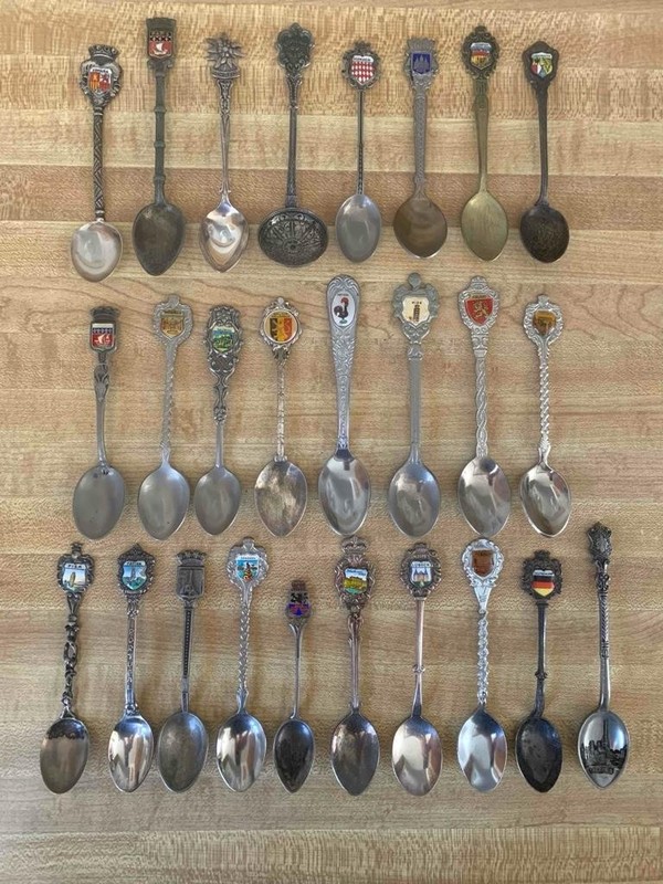 Lot of (26) Vintage European Souvenir Collector Spoons - Germany, France, Etc.