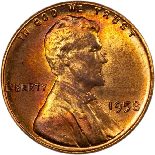 1958 Lincoln Wheat Cent - Mint Set Toned - GEM BU!