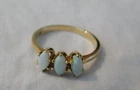 Three Stone Opal 10K Gold Ring Size 6.75