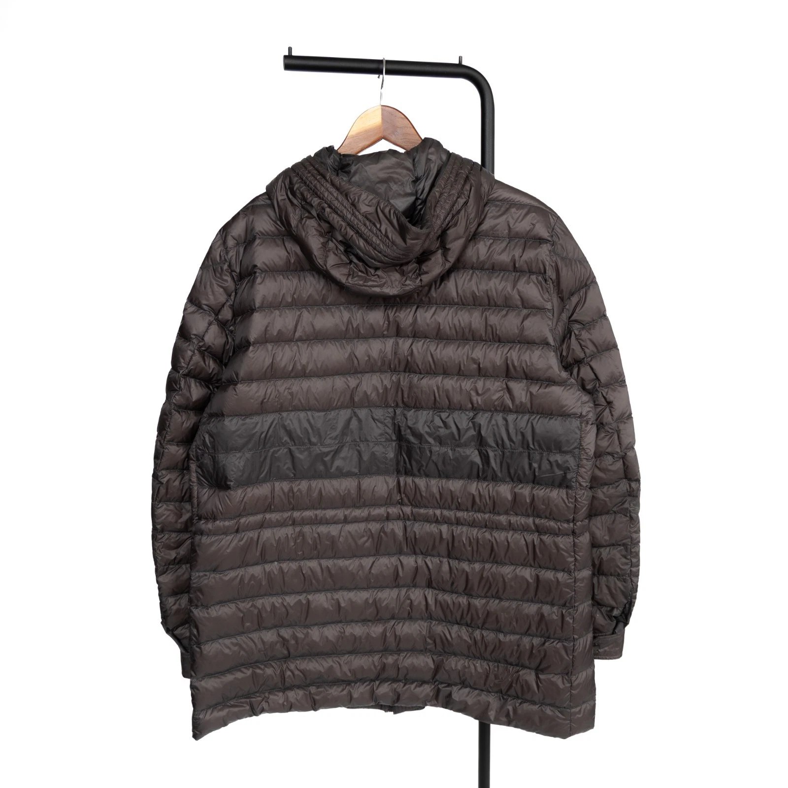 Moncler Benjamin Giubbotto Mens Brown Gray Down Puffer Jacket Hooded Quilted image 2