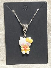 Sanrio Hello Kitty Whimsical Charm Cartoon Adorable Resin Silver Necklace 18