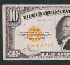 BEAUTIFUL RARE 1928 $10 GOLD NOTE! NO TEARS