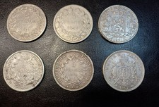 Lotto di 6 Monete in Argento  5 Franchi