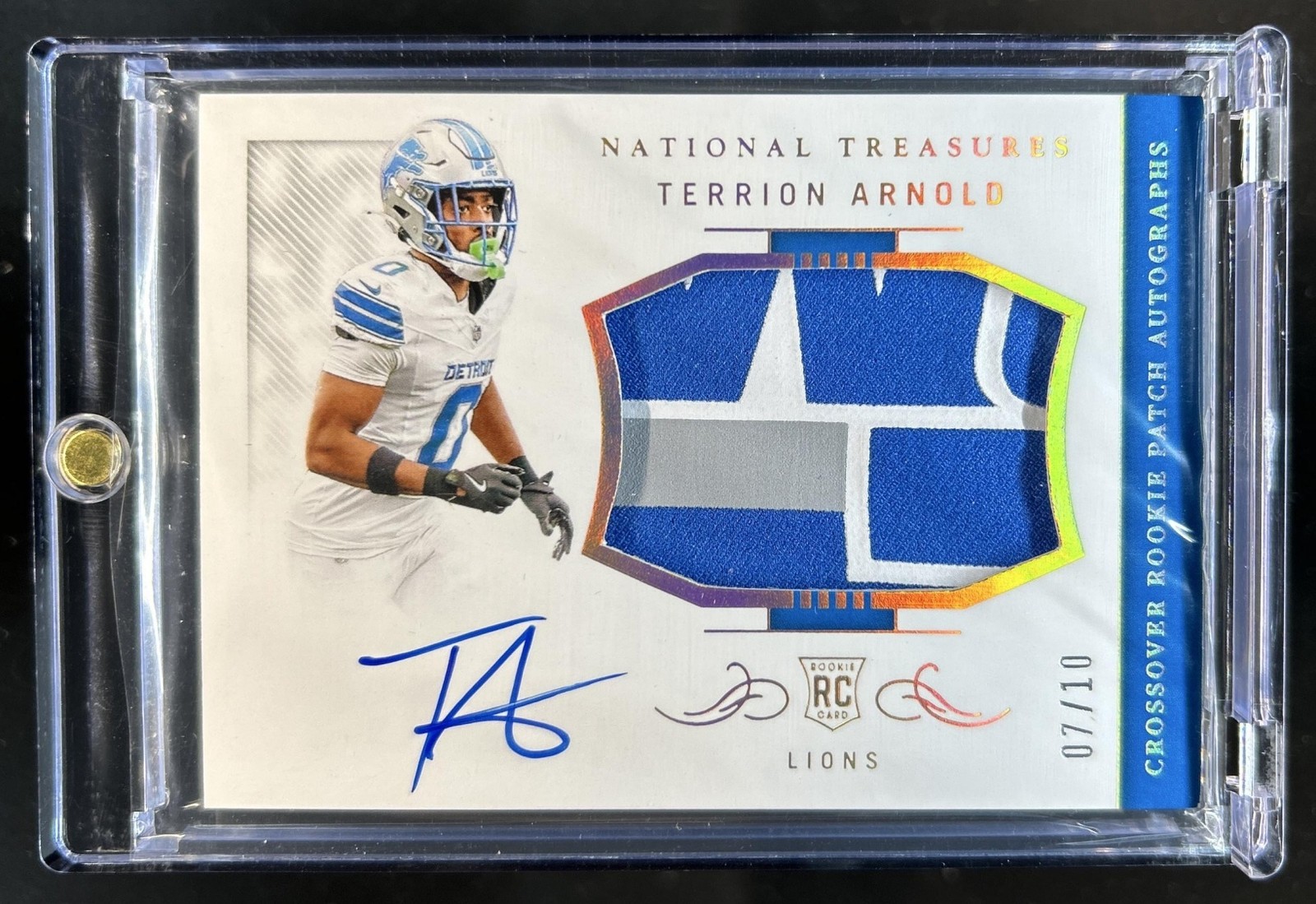 Terrion Arnold Panini National Treasures Crossover Rookie Patch Autographs #TAD Holo Gold