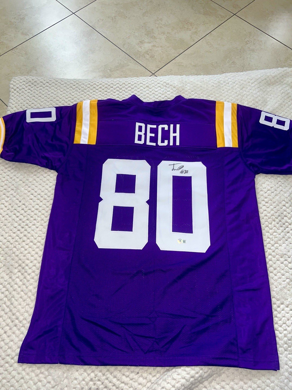 Jack Bech Signed LSU Jersey College Football (Beckett Holo) sign it
